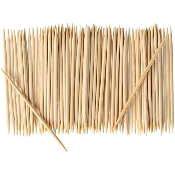 Natural Bamboo Wooden Toothpicks - Wood Round Double-Points Tooth Picks (6,000 Count)
