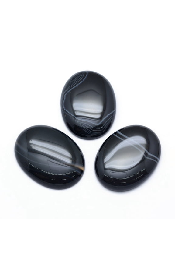 Natural Banded Agate Cabochons Dyed & Heated Oval 40x30x7.5~8mm