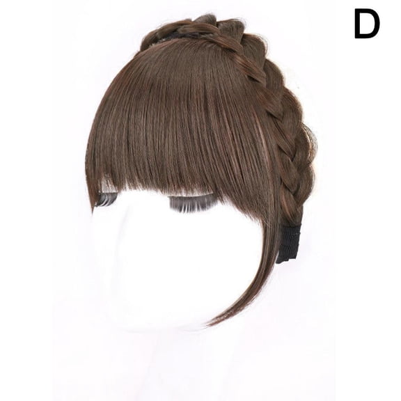 Natural Bangs Wig Headband Fishbone Braid Forehead Hair Wigs Invisible Fringe Bangs For Women Girls Hairband