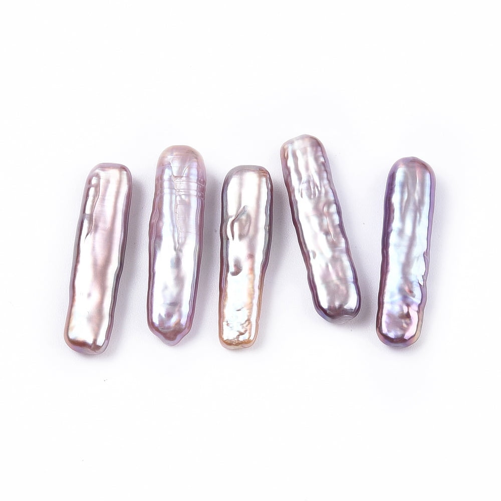 Natural Baroque Keshi Pearl Beads Freshwater Pearl Beads No Hole Rectangle Thistle 23~24x5~7x3.5~5mm