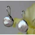 thumbnail image 1 of Natural Baroque Pearl Dangle 925 Sterling Silver Earrings / Anniversary Gift, 1 of 2
