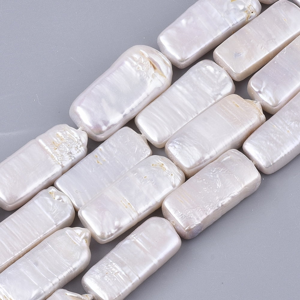 Natural Baroque Pearl Keshi Pearl Beads Strands Cultured Freshwater Pearl Rectangle Seashell Color 25~28x10~12x5~10mm Hole: 0.6mm