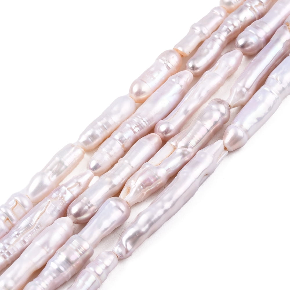 Natural Baroque Pearl Keshi Pearl Beads Strands Cultured Freshwater Pearl Toothpick Seashell color 19~28.5x4~5x4~5mm Hole: 0.7mm 15pcs/strand 14.84 inch~15.35 inch(37.7~39cm)