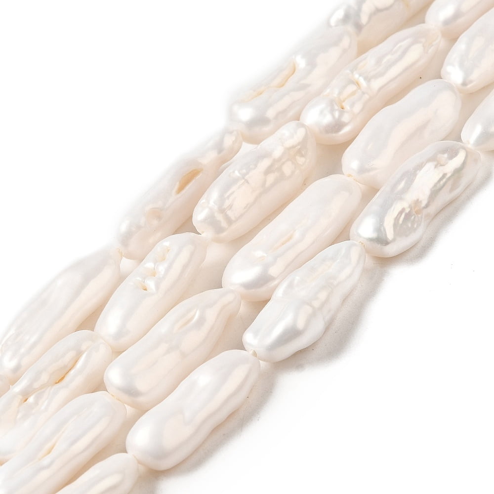 Natural Baroque Pearl Keshi Pearl Beads Strands Grade 4A+ Column Old Lace 17~19x6~7x3~4mm Hole: 0.5mm 23~24pcs/strand 15.91~16.22''(40.4~41.2cm)