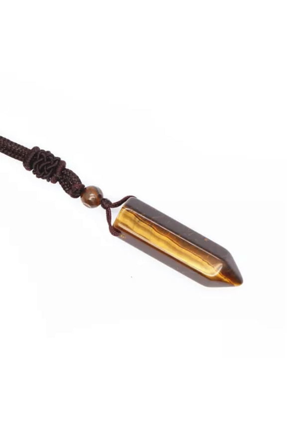 Natural Bead Crystal Double Point Hexagonal Cone Wand Pendant Necklace Chakra