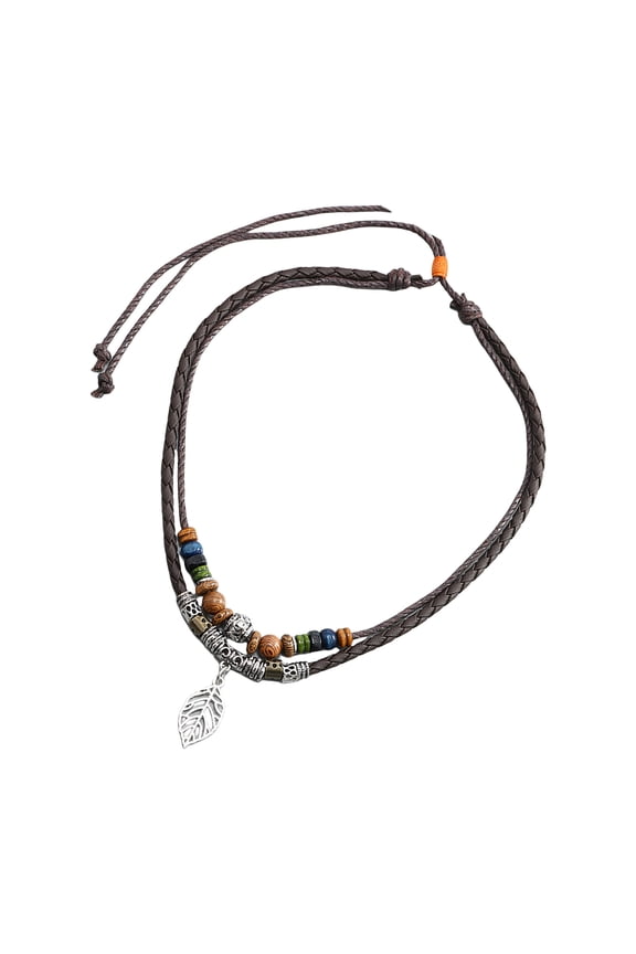 Natural Bead Long Chain Necklace Handmade Multilayered Jewelry Fashion Adjustable Length Neckchain