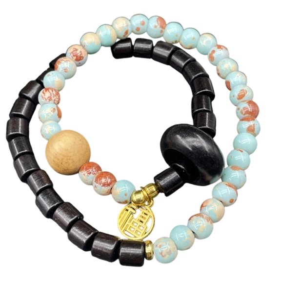 Natural Beaded Double Loop Design Jewelry For Women Men Spiritual Gift