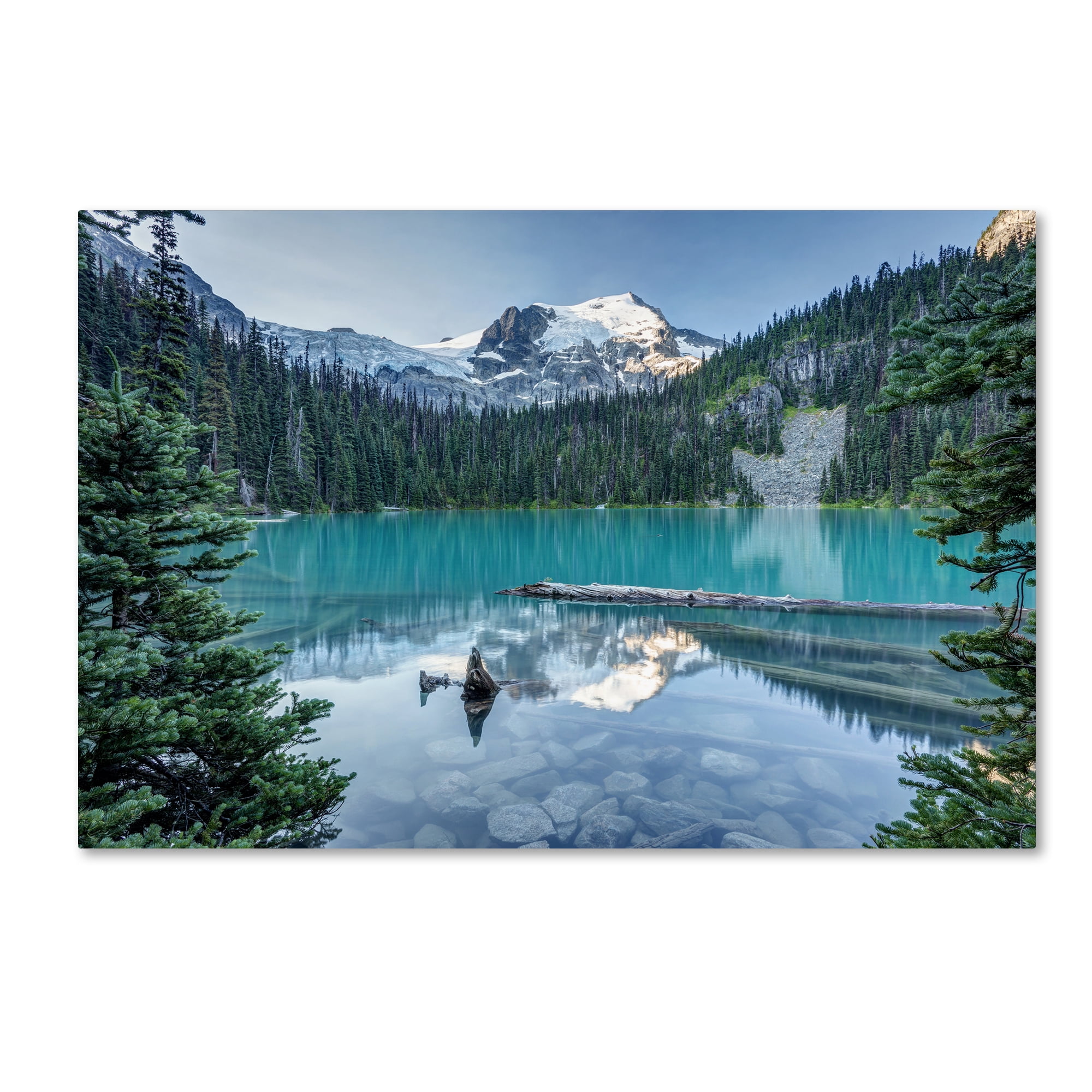 Large Framed Landscape Canvas Print in Blue and Green