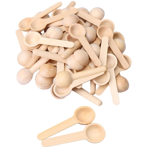 Natural Beauty, Mini Wooden Spoons, Compostable, Nature Wood, Easy Access To Spices And Condiments, 50 Pieces For Everyday Use And Creative Projects