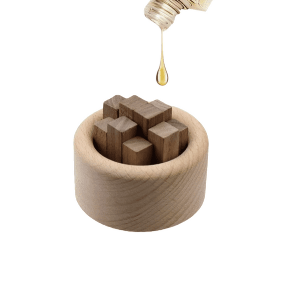 Natural Beech Wood Aromatherapy Diffuser Set - Round Essential Oil Reed Diffusers for Car, Home, Office & Bedroom | Portable Wooden Scented Oil Dispenser
