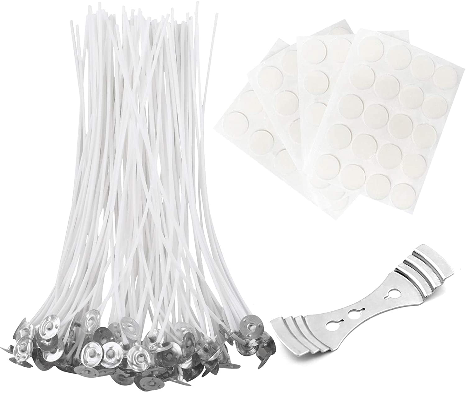 Candle Making Supplies, Food Grade Wicks With Metal Base, Natural Beeswax Coating For 8 Inch (20 Cm) Diy Projects (100 Pieces)
