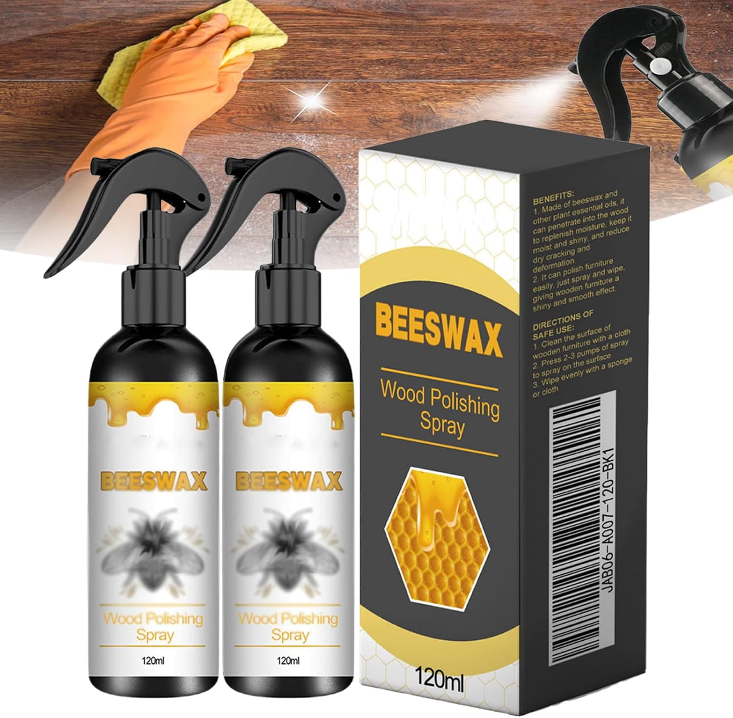 Natural Beeswax Care Spray & Restorer,Natural Beeswax Spray For Wood,Leather & Furniture Polish,Protective Conditioning Formula With Pure ,Non-Toxic & Eco-Friendly