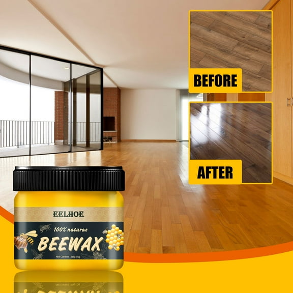 Natural Beeswax Furniture Polish & Restorer, Solid Wood Cleaner Wax for Cabinets, Tables, Desks, Dressers, 80g Wood Conditioning Treatment