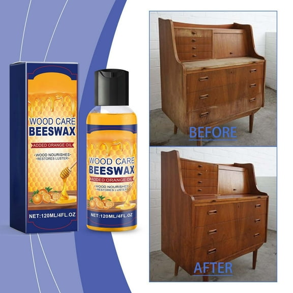 Natural Beeswax & Orange Oil Wood Conditioner, 2025 New 120ML Natural Beeswax-Wood Care Beeswax, Beeswax Furniture Polish, Beeswax Polishing
