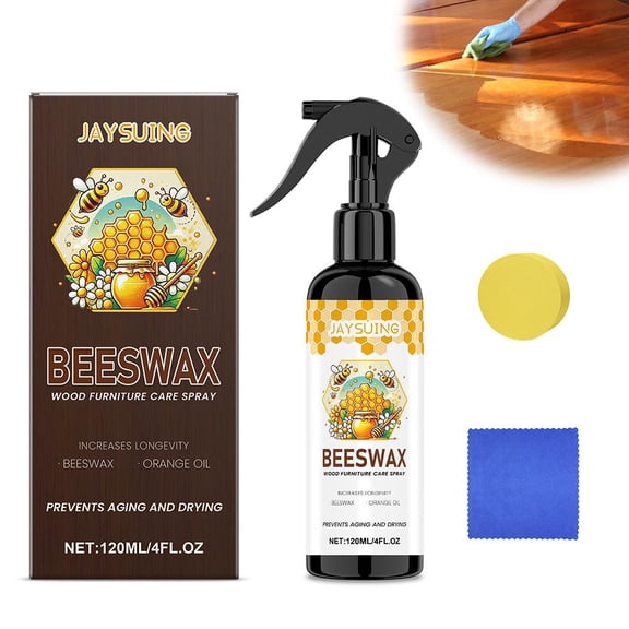 Natural Beeswax Spray, Beeswax Furniture Polish, Multipurpose Wood Floor Cleaner and Polish, Wooden Furniture Floors and Kitchen Cabinets Conditioning