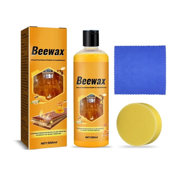 Natural Beeswax Wood Floor Cleaner & Polish - 100ml Restorative Formula for Furniture Protection, Scratch Removal, Dustproof Shine - Safe for Hardwood Floors & Wooden Furniture