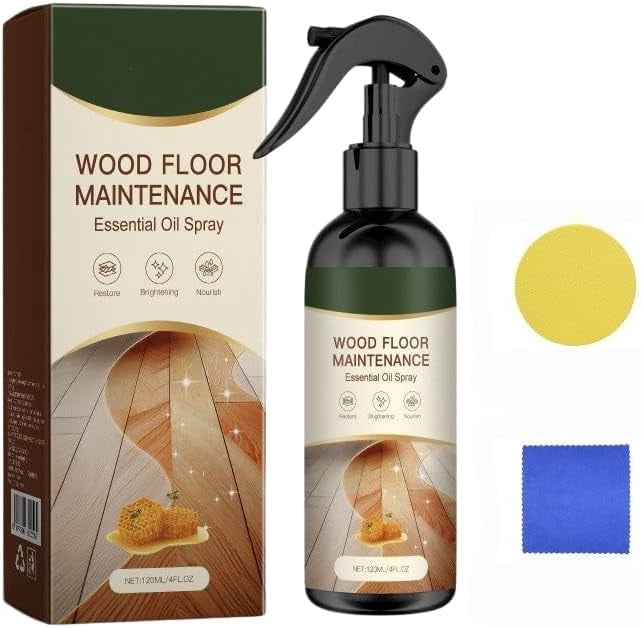 Natural Beeswax Wood Floor Refresher Spray | Fills Minor Scratches, Enhances Shine & Surface Treatment | Wood Surface Care & Cleaner | 120ml