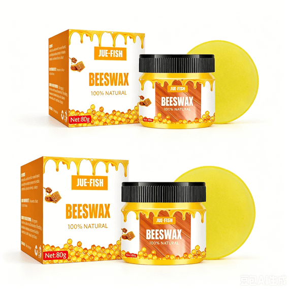 Natural Beeswax Wood Polish 80g–2Pcs Multi-Purpose Furniture Wax for Wood Floors, Tables, and Traditional Wood Care
