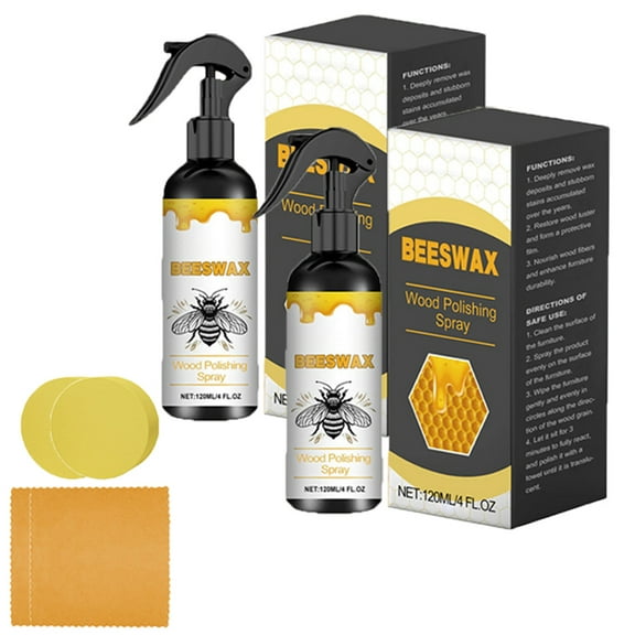 Natural Beeswax Wood Polish Spray, Furniture Cleaner & Restorer, Waterproof Scratch-Resistant Formula, Revives Old Wood, Adds Shine to Cabinets, Floors, Tables, Safe for All Treated Wood