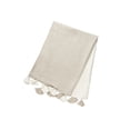thumbnail image 1 of Natural Beige Colorblocked Linen Blanket with Tassels, 1 of 6