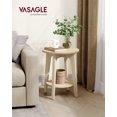 thumbnail image 1 of Natural Beige Small Round End Table. Features a Lower Shelf, Perfect as a Nightstand for Small Spaces in Living Rooms or Bedrooms., 1 of 6