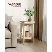 VASAGLE MAEZO Collection - Side Table, 2-Tier Small Round End Table, Nightstand with Tapered Legs, Curved Transitions, for Small Spaces, Living Room, Bedroom, Natural Beige