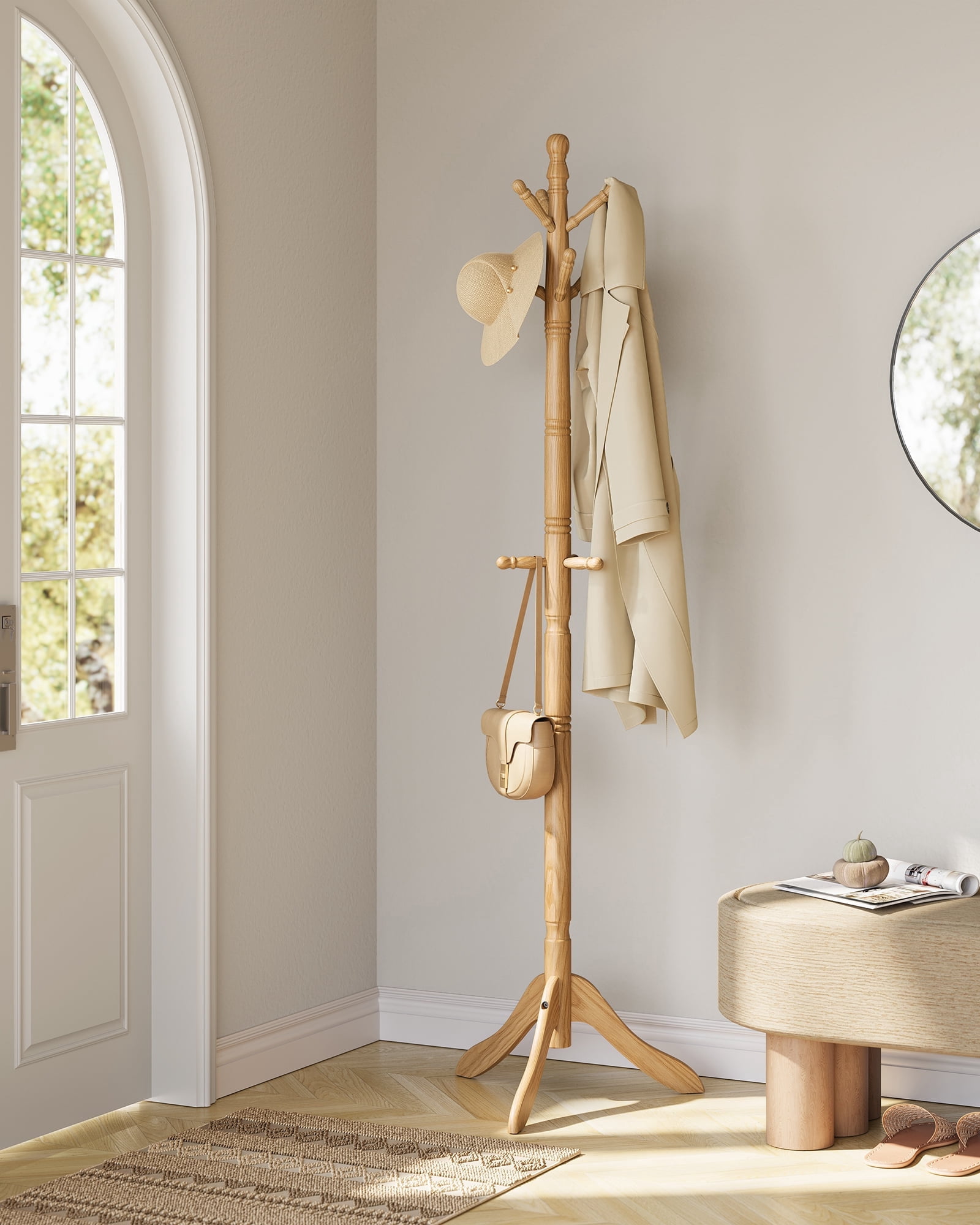 Natural Beige Solid Wood Coat Rack. Made of rubberwood, it's free ...