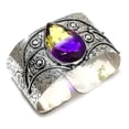 thumbnail image 1 of Natural Bi-Color Tourmaline 925 Sterling Silver Cuff Bangle Adjustable, 1 of 2