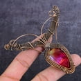 thumbnail image 1 of Natural Bi-Color Tourmaline Gemstone Copper Wire Wrap Jewelry Pendant 3.86", 1 of 4