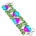 thumbnail image 1 of Natural Bi-Color Tourmaline, Tsavorite 925 Sterling Silver Bracelet 7-8", 1 of 1