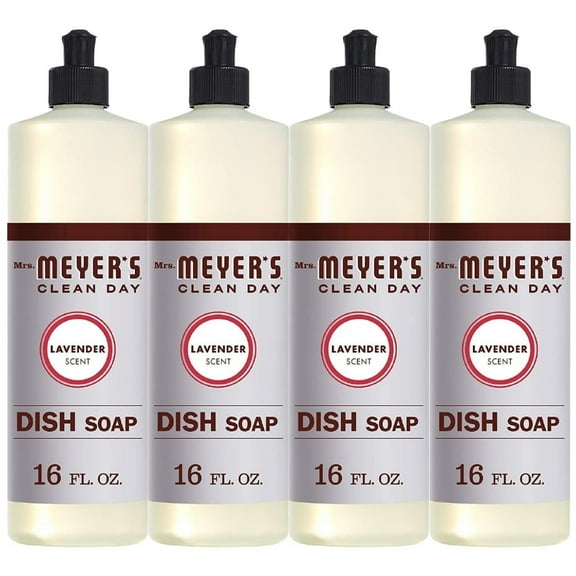 All Natural & Biodegradable Dish Soap Liquid Dishwashing Soap with Lavender Scent Plastic Free Dish Soap Made With Organic Ingredients, 16 Fl OZ Per Bottle, 4 Bottles