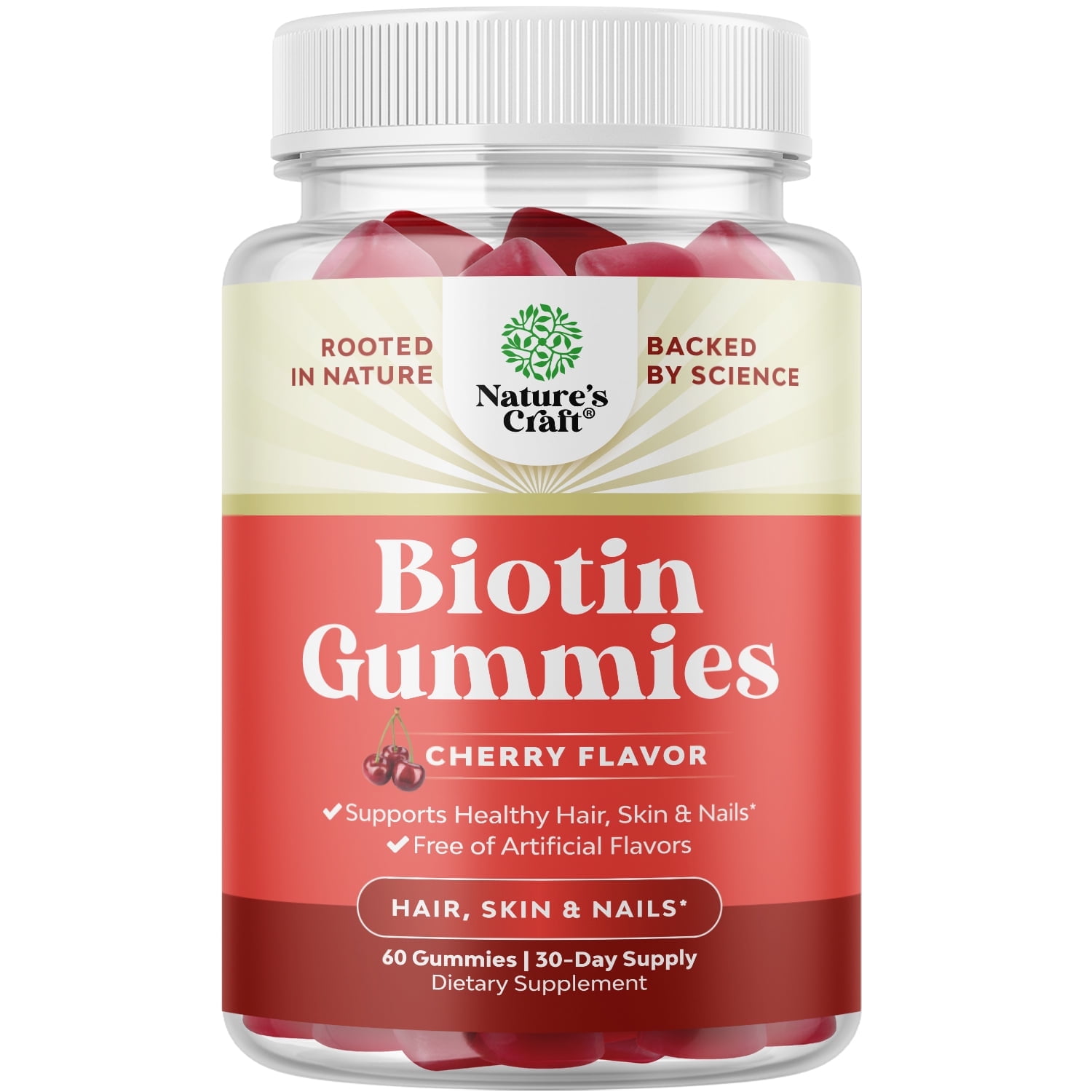 Natural Biotin Gummies for Hair Growth - Biotin Vitamins Hair Skin and Nails Gummies for Women and Men - Growth Vitamins Women with Pantothenic Acid