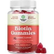 Natures Craft Natural Biotin Supplement for Hair, Skin, and Nails, Cherry Flavor, 60 Gummies