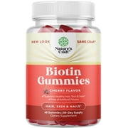 Natural Biotin Gummies for Hair Growth - Biotin Vitamins Hair Skin and Nails Gummies for Women and Men - Biotin Hair Growth Vitamins for Women with Pantothenic Acid and Biotin 5000mcg per serving