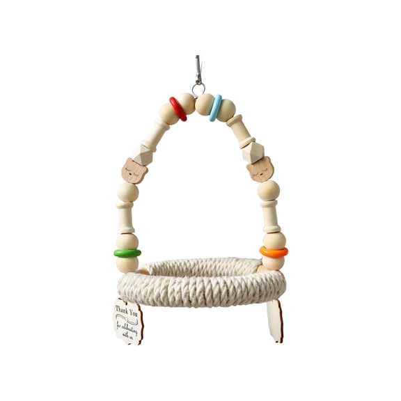 Natural Bird Chew Toys, Wood Parakeet Swing with Sisal Wrap, Hanging Safe Chew for Parrot Beak Care, Cockatiel Toys for Budgie Conure Keeps Busy B
