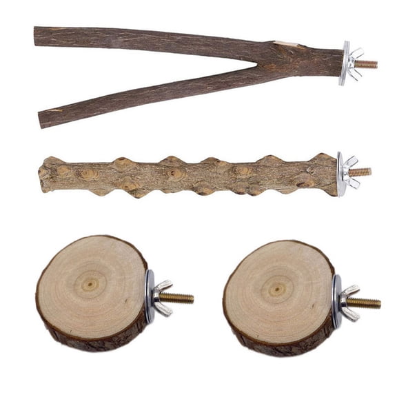 Natural Bird Perch Parakeet Stand Platform Paw Grinding Climbing Sticks Branches Bird Cage Accessories 4Pack