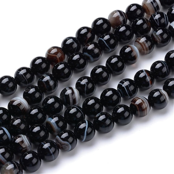 Natural Black Agate Bead Strands Dyed Heated Round Black 6mm Hole: 1mm 61~64pcs/strand 14.37~14.96 inch(36.5~38cm)