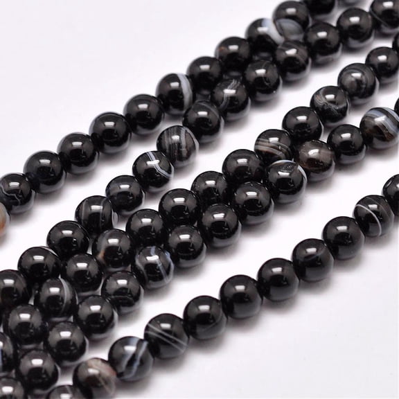 Natural Black Agate Bead Strands Dyed & Heated Round Grade A 4mm Hole: 0.5mm about 93pcs/strand 14.7 inch Black