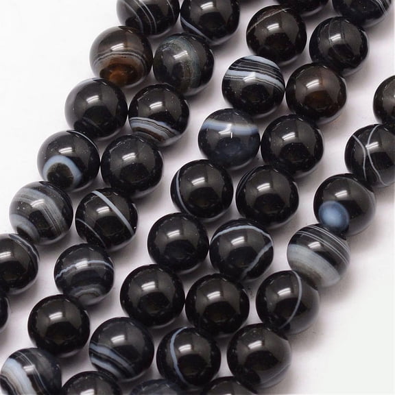 Natural Black Agate Bead Strands Round Grade A Dyed & Heated Black 10mm Hole: 1mm about 37pcs/strand 15 inch