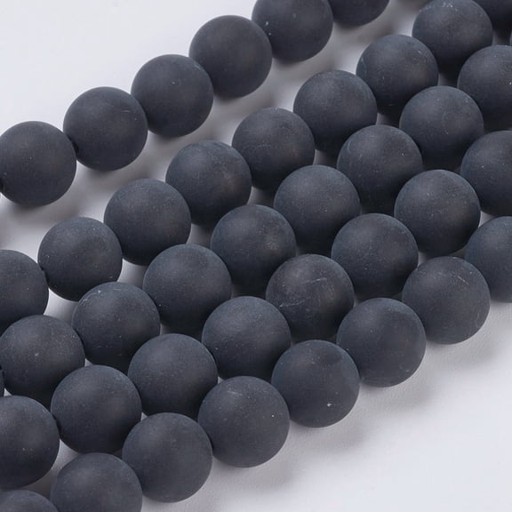 Natural Black Agate Beads Strands Dyed & Heated Frosted Round 8mm Hole: 1mm about 47~49pcs/strand 15 inch.