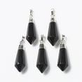 thumbnail image 1 of Natural Black Agate Pointed Pendants with Silver Brass Findings Faceted Dyed & Heated 40x12x11mm Hole: 7x5mm DIY, 1 of 1