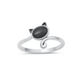 thumbnail image 1 of Natural Black Agate  Sterling Silver Cat Ring, 1 of 1
