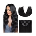 thumbnail image 1 of Natural Black Clip in Hair Extensions 100% Remy Human Hair Clip in Extensions Soft Silky Straight, 1 of 6