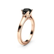 Natural Black Diamond Classic Inspired Engagement Ring