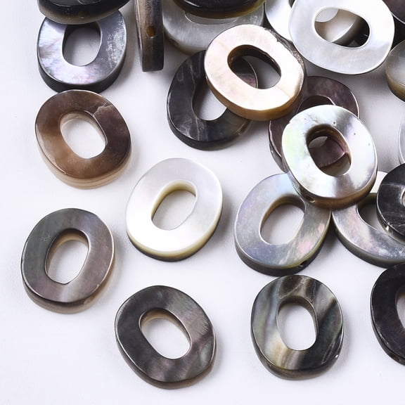Natural Black Lip Shell Beads Top Drilled Beads Letter.O O: 10x8.5x2.5mm Hole: 0.6mm