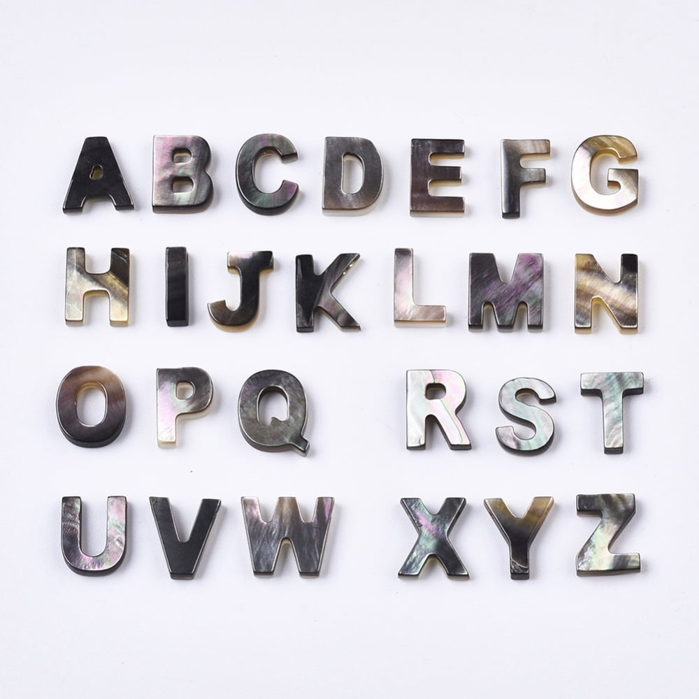 Natural Black Lip Shell Beads Top Drilled Beads Random Mixed Letters 8.5~11.5x6~11.5x2.5mm Hole: 0.6mm DIY