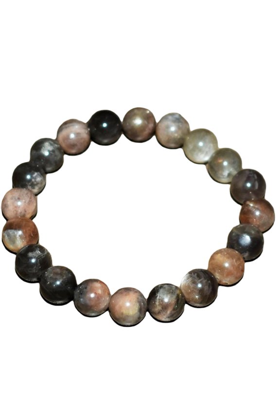 Natural Black Moonstone 10mm Round Shape Smooth Cut Beads Stretchable Bracelet For Men & Women. Unisex Bracelet
