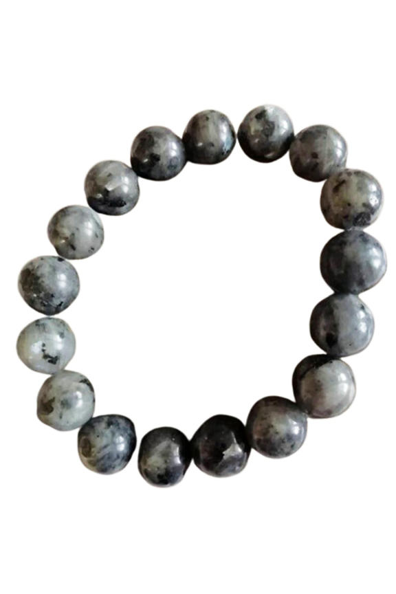 Natural Black Moonstone 12mm Round Shape Smooth Cut Beads Stretchable Bracelet for Men & Women.