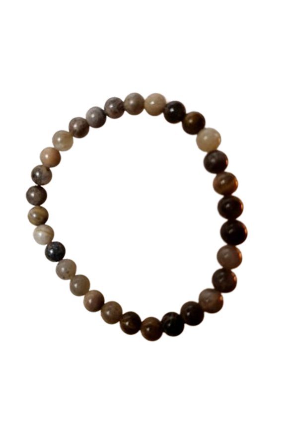 Natural Black Moonstone 6mm Round Shape Smooth Cut Beads Stretchable Bracelet For Men & Women. Unisex Bracelet