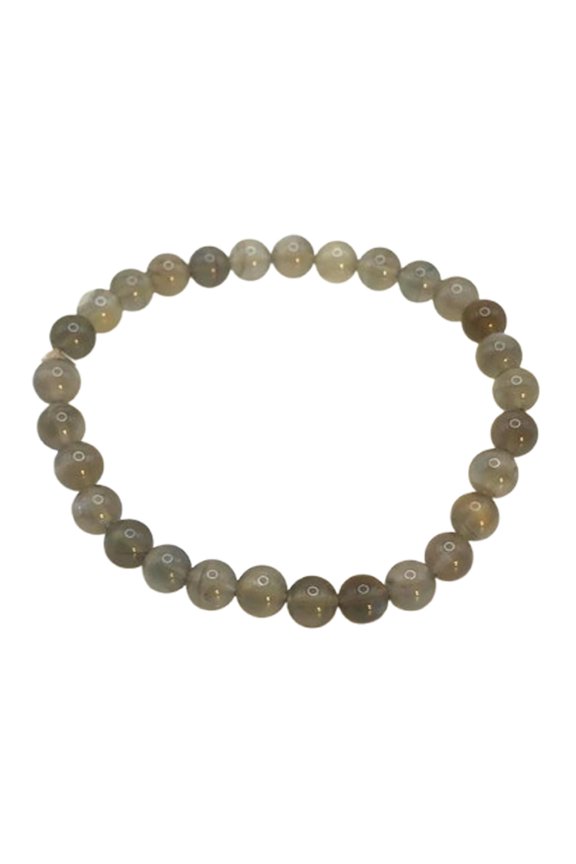 Natural Black Moonstone 6mm Round Shape Smooth Cut Beads Stretchable Bracelet For Men & Women. Unisex Bracelet